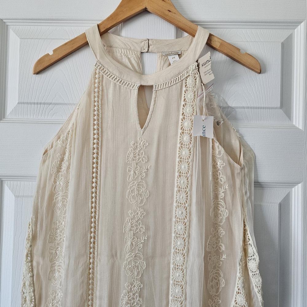 Sundance Catalog NWT Adara Cream Ivory Halter Dress Long Lace Embroidered Sz 8P - Picture 4 of 8